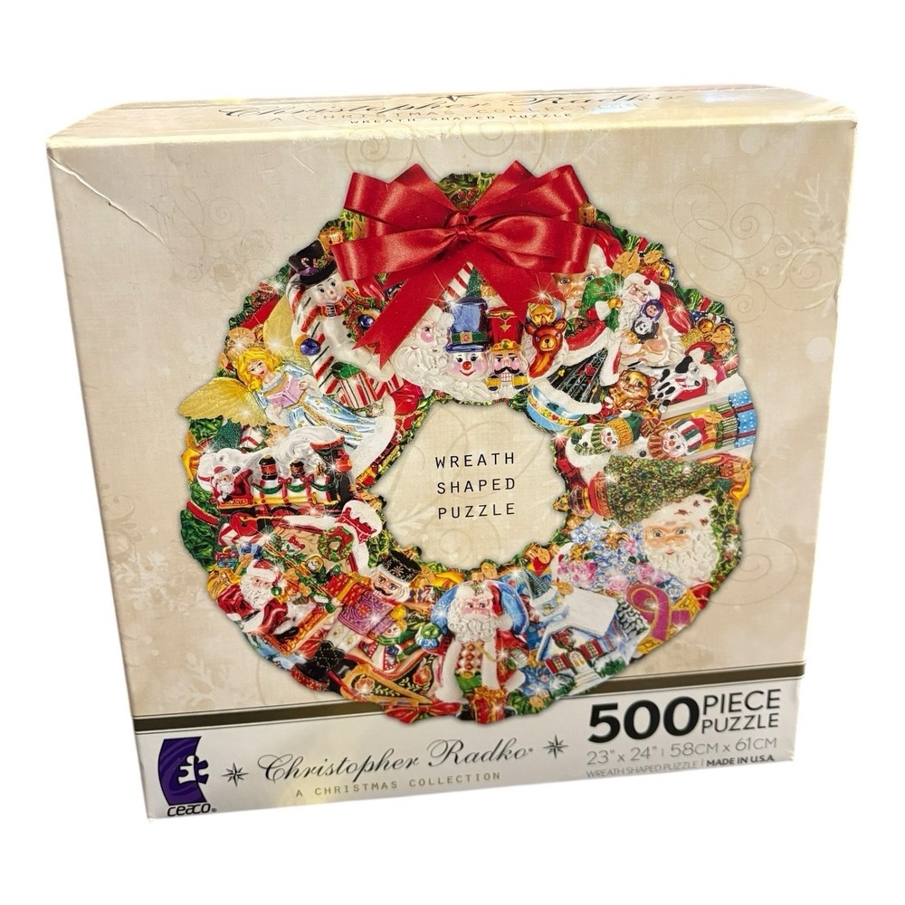 Ceaco Christopher Radko 500 Pc Christmas Wreath  Christmas Jigsaw Puzzle New NIB